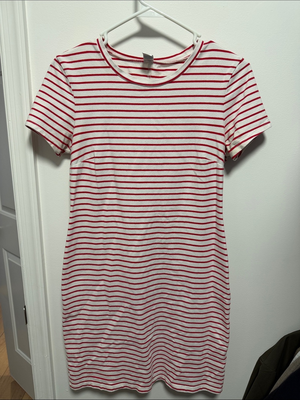 Red Striped Short Sleeve T Shirt Dress